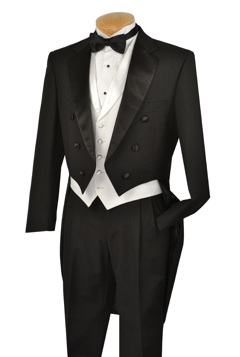 Vince Regular Fit 3 Piece Tuxedo with Tail (Black) T-2X