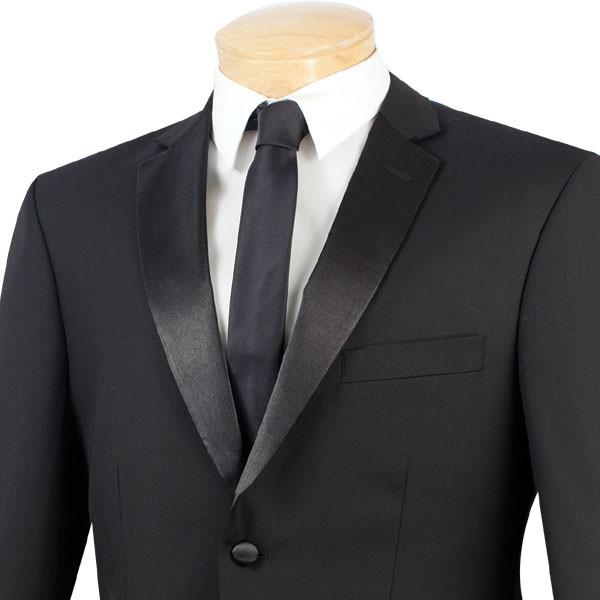 Vinci Regular Fit 2 Piece Satin Lapel Tuxedo (Black) T-900