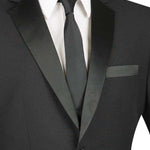 Vinci Slim Fit 2 Piece 2 Button Design Single Breasted Tuxedo (Black) T-SLPP