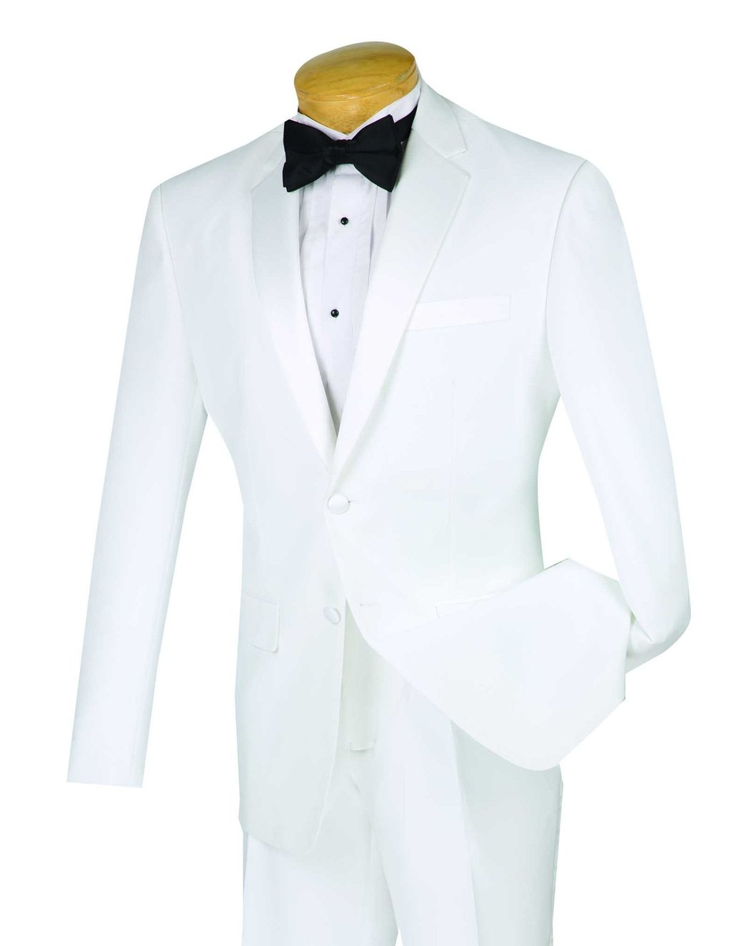 Vinci Slim Fit 2 Piece 2 Button Design Single Breasted Tuxedo (White) T-SLPP