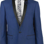 Vinci Slim Fit 2 Piece 1 Button Shawl Collar Tuxedo (Blue) T-SS