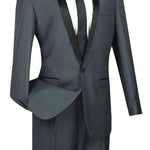 Vinci Slim Fit 2 Piece 1 Button Shawl Collar Tuxedo (Heather Gray) T-SS