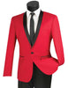 Vinci Slim Fit 2 Piece 1 Button Shawl Collar Tuxedo (Red) T-SS