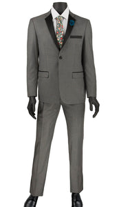 Vinci Ultra Slim Fit 2 Buttons 2 Piece Tuxedo (Gray) T-US900