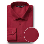 RENOIR Brick Red Classic/Regular Fit Long Sleeve Spread Collar Dress Shirt TC626