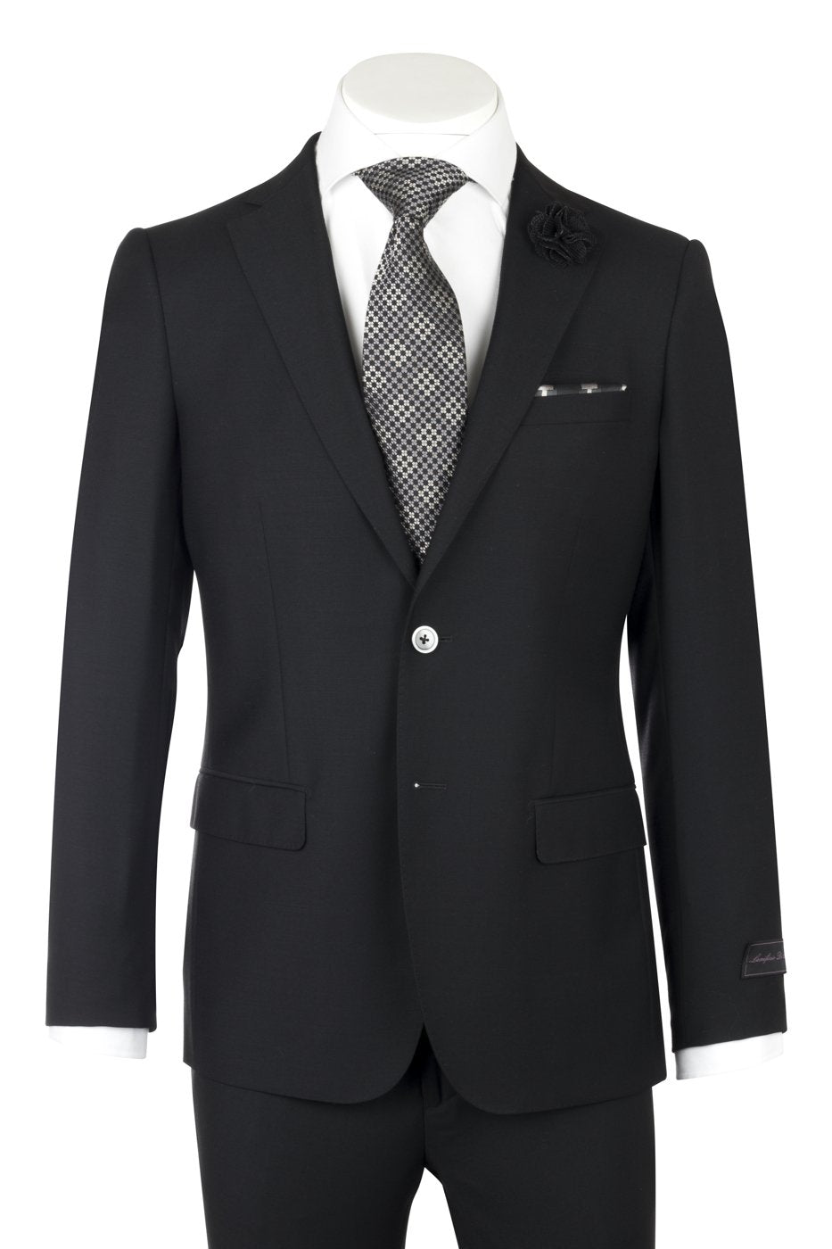 Porto Black, Slim Fit, Pure Wool Suit by Tiglio Luxe TIG1001