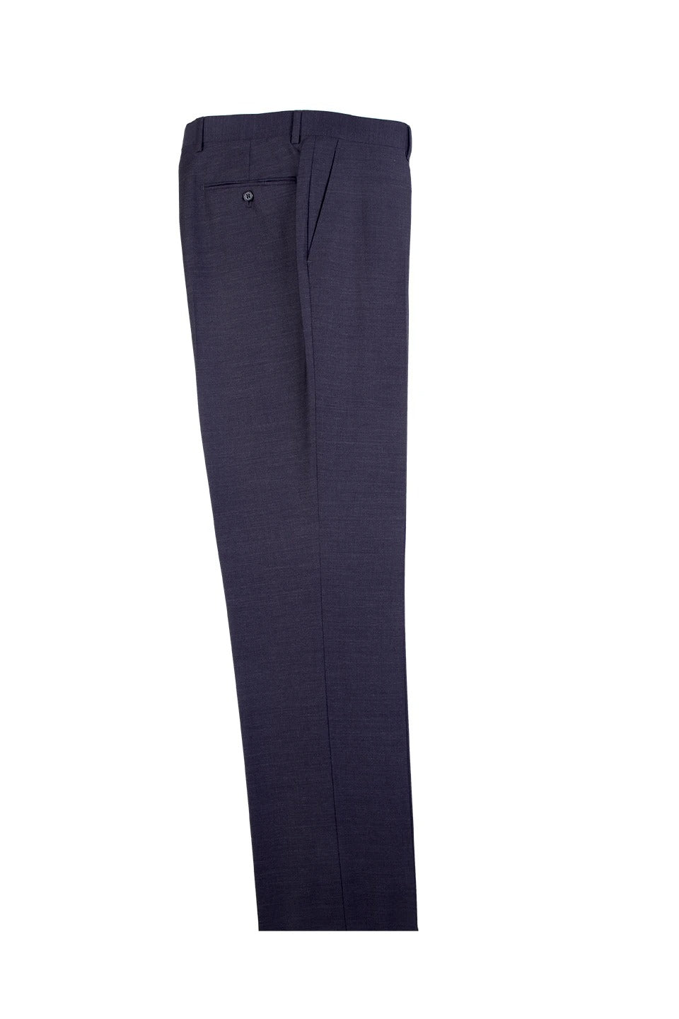 Charcoal gray Modern Fit dress pants by Tiglio Luxe, crafted from pure wool with a flat front, folded neatly and displayed against a white background.