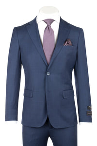 Novello Blue Sharkskin, Slim Fit, Pure Wool Suit by Tiglio Luxe TS4066/2
