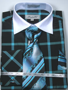 Fratello French Cuff Dress Shirt FRV4123P2 Turquoise