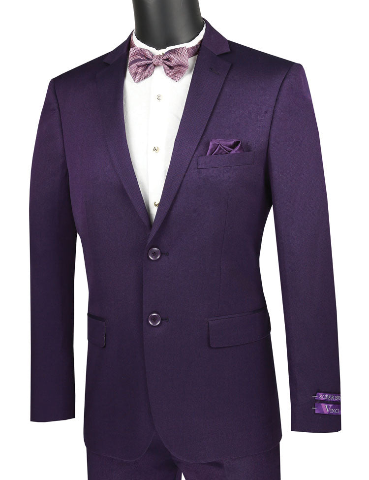 Vinci Slim Fit 2 Piece Suit Narrow Lapel (Purple) US2R-2