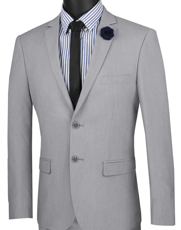 Vinci Ultra Slim Fit Stretch Wool Feel Suit (Gray) USDX-1