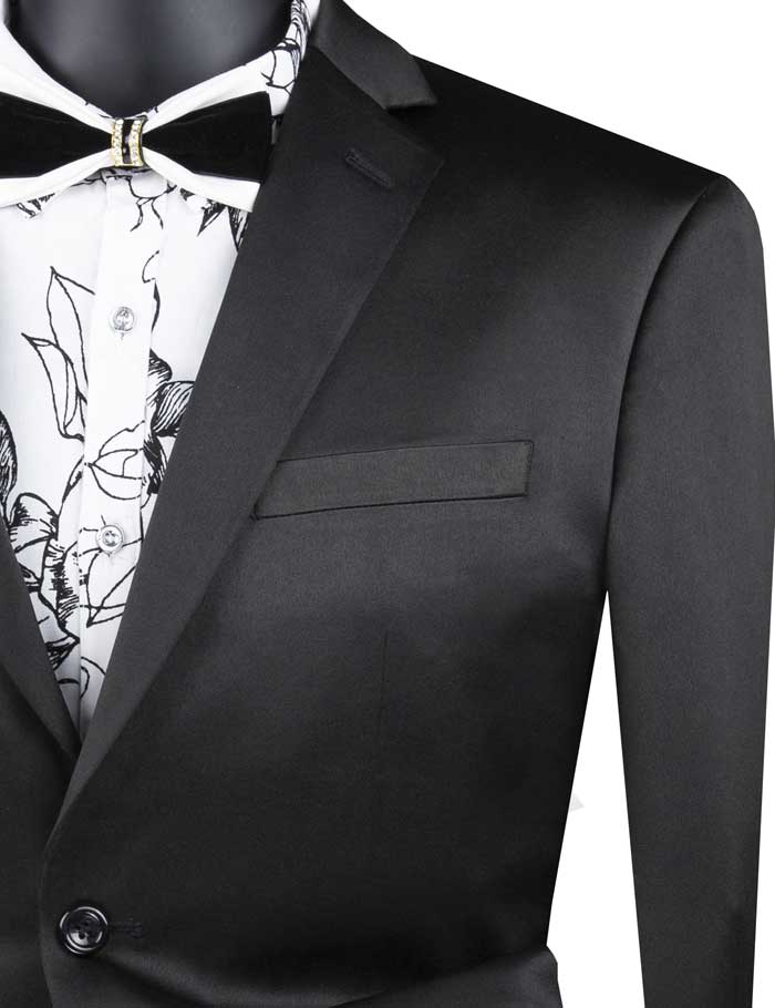 Vinci Ultra Slim Fit Stretch Sateen Suit (Black) UST-1