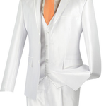Vinci Designed Shiny Sharkskin Suit Ultra Slim Fit 3 Piece (White) USVR-4