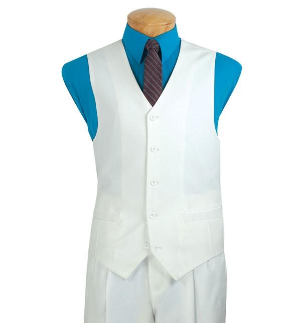 Vinci Regular Fit 5 Buttons Vest (White) V-PP