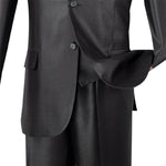 Vinci Shiny Regular Fit 3 Piece 2 Button Suit (Black) V2RR-1
