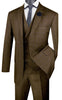 Vinci Regular Fit Glen Plaid 2 Button 3 Piece Suit (Taupe) V2RW-13