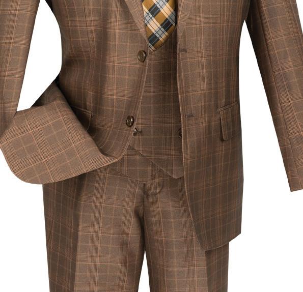 Vinci Regular Fit 3 Piece Suit (Chestnut) V2RW-7