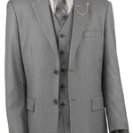 Vinci Regular Fit 3 Piece Suit 2 Button (Medium Gray) V2TR