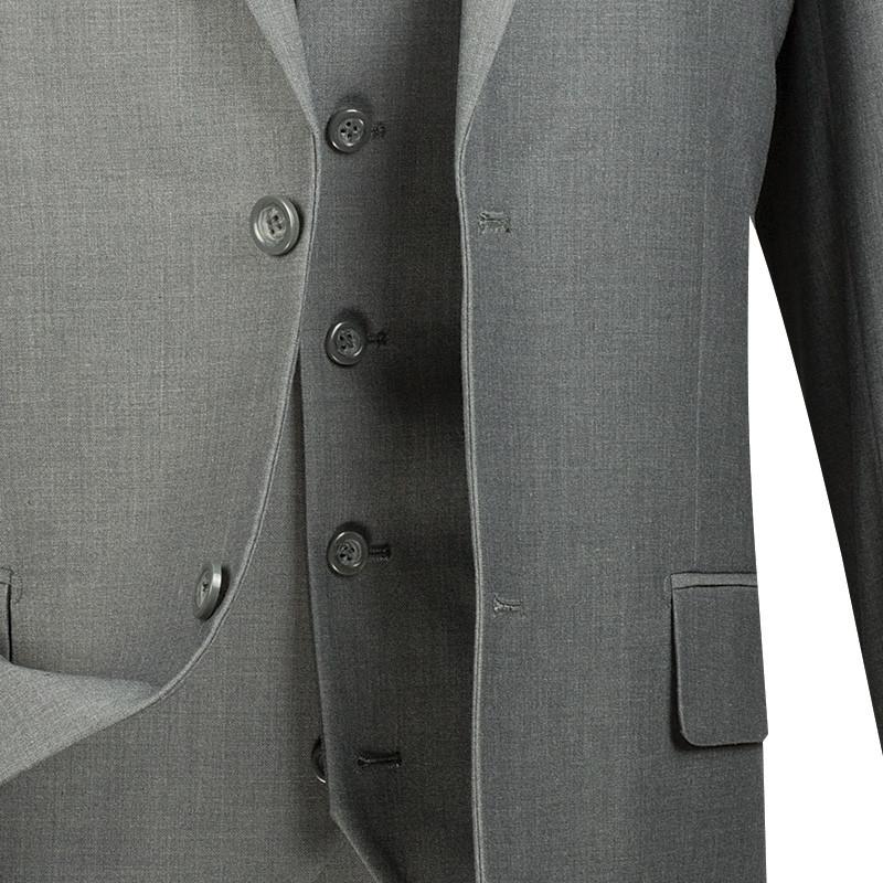Vinci Regular Fit 3 Piece Suit 2 Button (Medium Gray) V2TR
