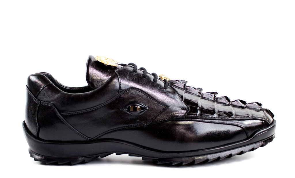 Belvedere - Vasco, Genuine Hornback Crocodile and Soft Calf Sneaker - Black - 336122