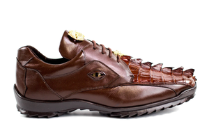 Belvedere - Vasco, Genuine Hornback Crocodile and Soft Calf Sneaker - Brown - 336122