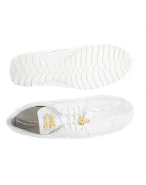 Belvedere - Vasco, Genuine Caiman Crocodilus and Soft Calf Sneaker - White - 336122