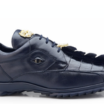 Belvedere - Vasco, Genuine Hornback Crocodile and Soft Calf Sneaker - Navy - 336122