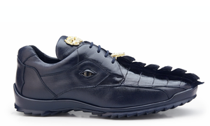 Belvedere - Vasco, Genuine Hornback Crocodile and Soft Calf Sneaker - Navy - 336122