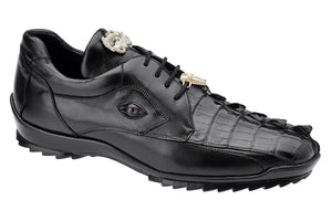 Belvedere - Vasco, Genuine Hornback Crocodile and Soft Calf Sneaker - Black - 336122