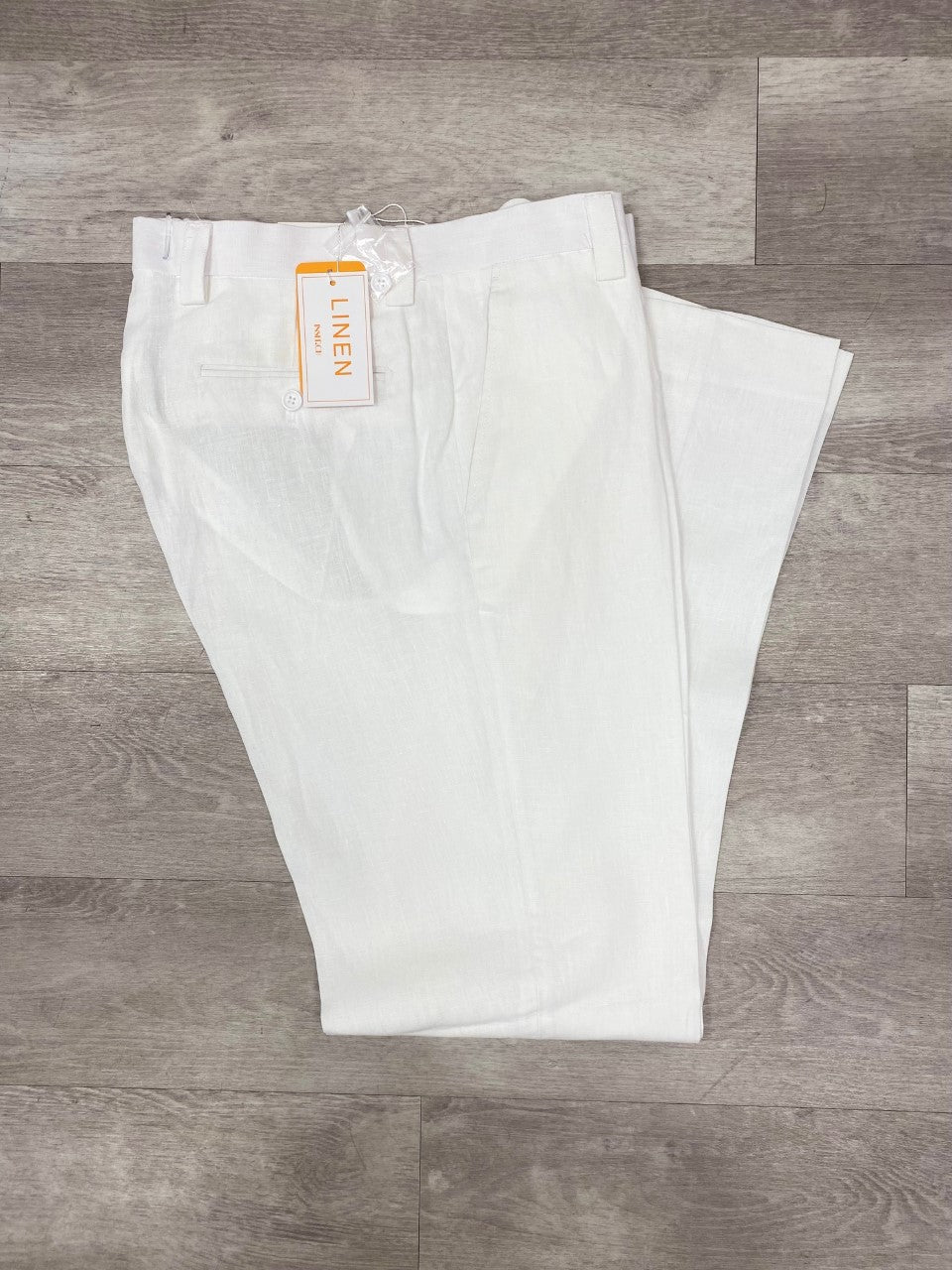 Inserch Premium Linen Flat Front Pants P3116 White