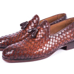 Paul Parkman Woven Leather Tassel Loafers Brown - WVN88-BRW
