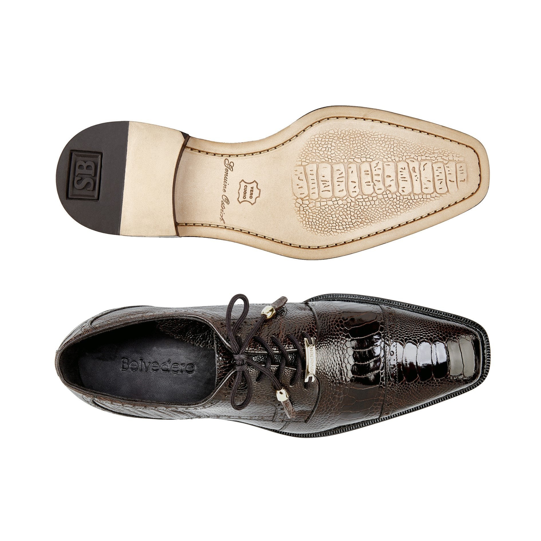 Belvedere Shoes Mens Grey Ostrich Skin Batta 14006