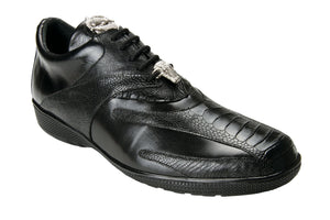 Belvedere - Bene, Genuine Ostrich and Soft Calf Sneaker - Black - 2010