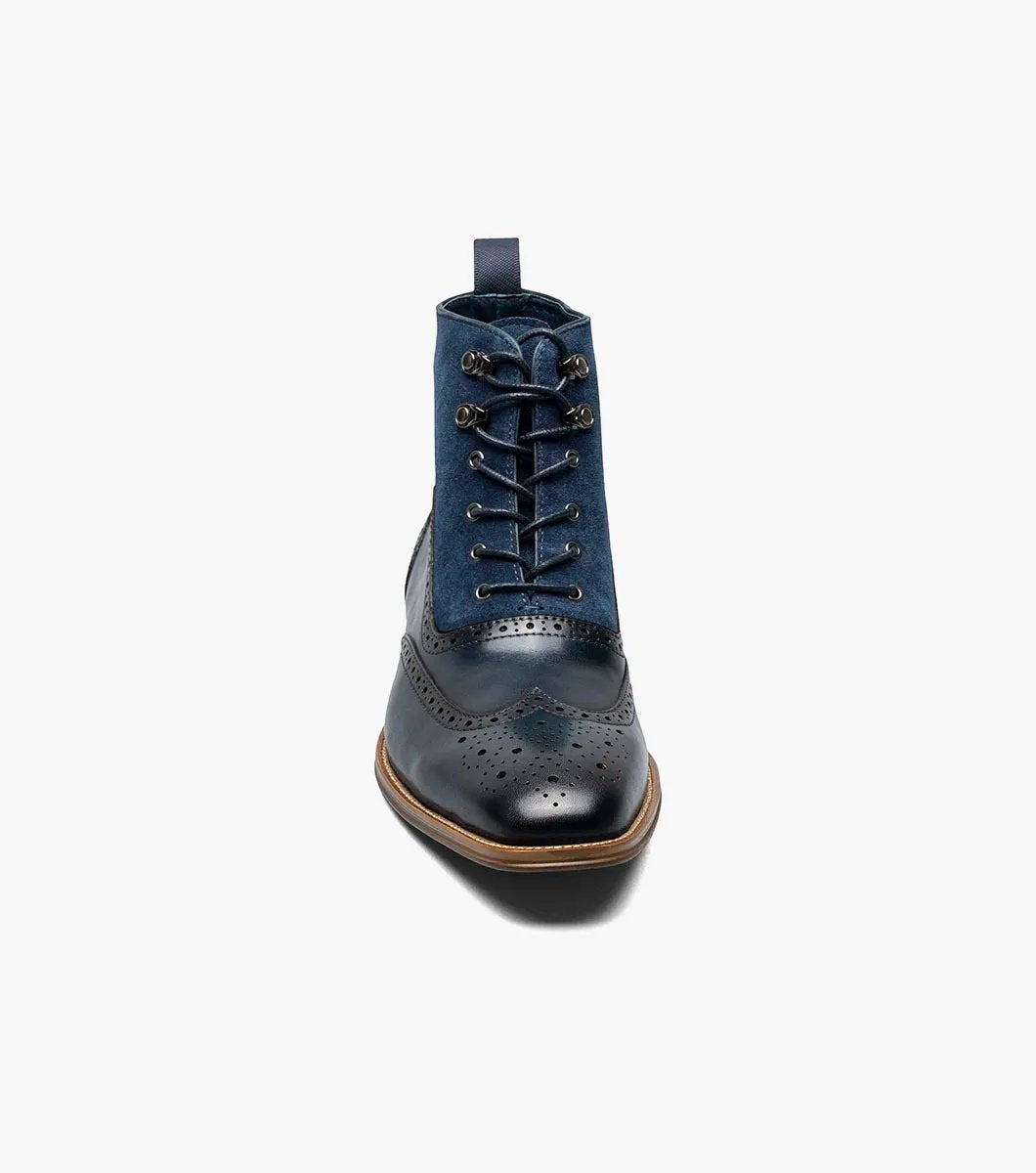 Stacy Adams - MALONE Wingtip Lace Up Boot - Navy - 25541-410