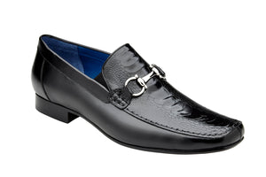 Belvedere - Bruno, Genuine Ostrich Leg and Italian Calf Loafer Dress Shoe - Black - 1026