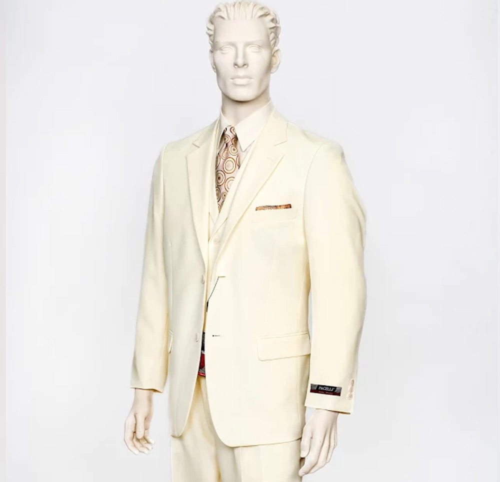 Pacelli 3pc Cream Suit CAMERON-10005