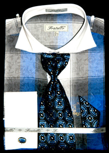 Fratello French Cuff Dress Shirt FRV4119P2 Royal