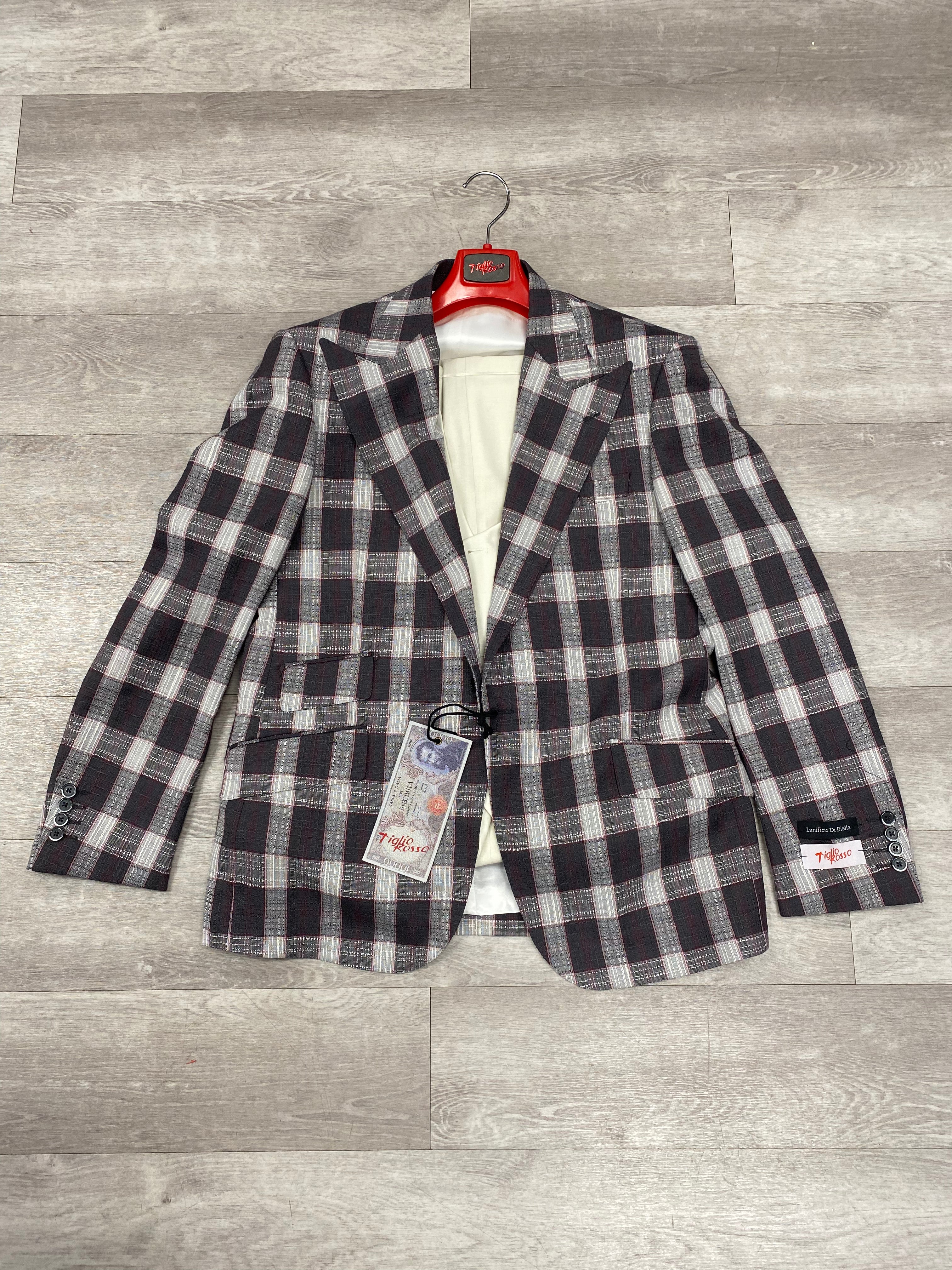 Tiglio Rosso Orvietto Compose Windowpane Wide Leg Pure Wool Suit/Vest TL2623/24