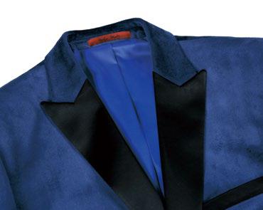 An Alessandro Vitello by Renoir Blue Slim Fit Stretch Tuxedo Blazer 290-7, featuring a navy hue and black satin lapels, is an ideal choice for a formal dress code. Pair it with a white shirt and a navy tie accentuated with white polka dots for an elegant ensemble.