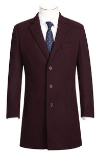 ENGLISH LAUNDRY Wool Blend Breasted Burgundy Top Coat EL53-01-700
