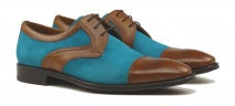 Lorens of Spain Cognac & Turquoise Leather/Suede Cap Toe (JOSE) SIZE 8.5 & 9 ONLY  (FINAL SALE)