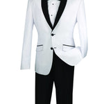 Vinci Slim Fit Shiny Sharkskin 2 Piece Suit (White) S2PS-1