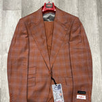 Tiglio Rosso Orvietto Rust/Blue Plaid Wool Suit/Vest TL2611/12 (Single Pleated Regular Fit) (SIZE 50R and 52R ONLY)