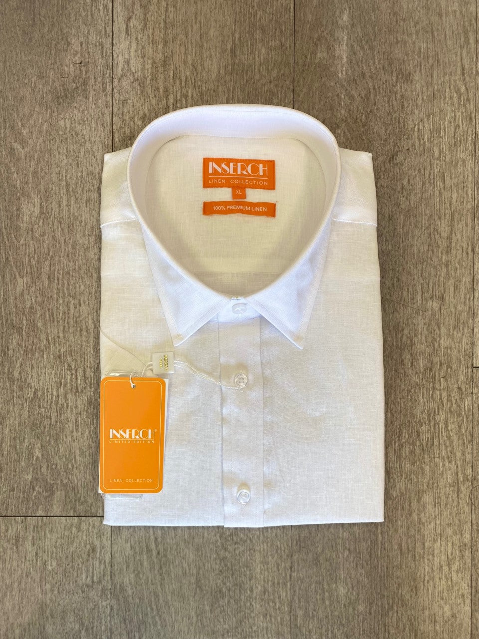 Premium Linen Yarn Dye Short Sleeve Shirt - White