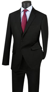 Vinci Ultra Slim Fit Single Breasted 2 Button Suit (Black) US-2PP