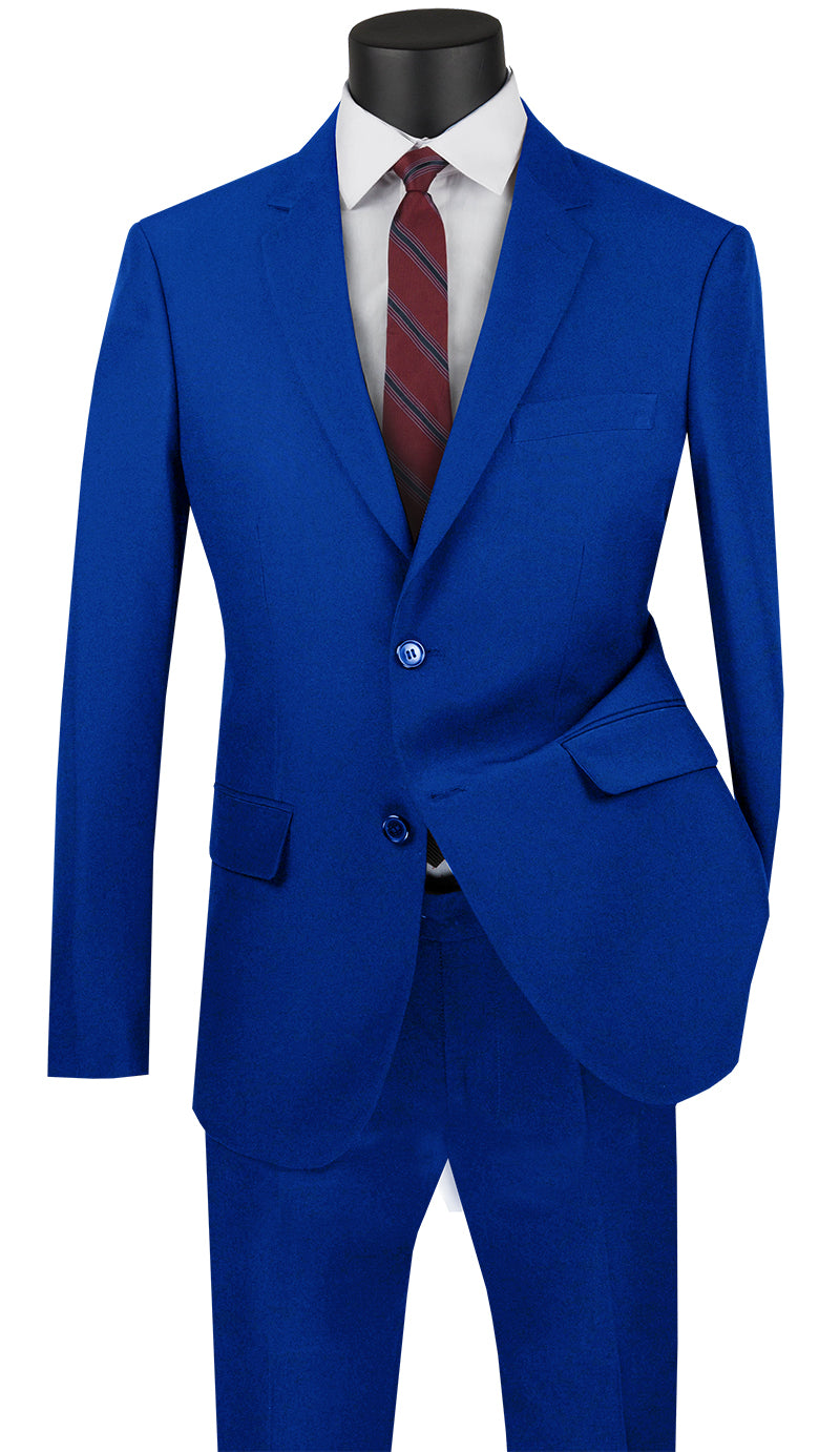 Vinci Ultra Slim Fit Single Breasted 2 Button Suit (Royal) US-2PP