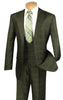 Vinci Regular Fit 3 Piece Suit (Olive) V2RW-7