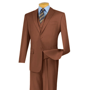 Vinci Regular Fit 3 Piece Suit 2 Button (Cognac) V2TR