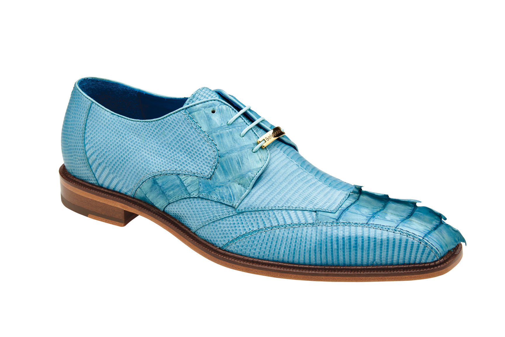 Belvedere - Valter, Genuine Caiman Crocodile and Lizard Dress Shoe - Summer Blue - 1480